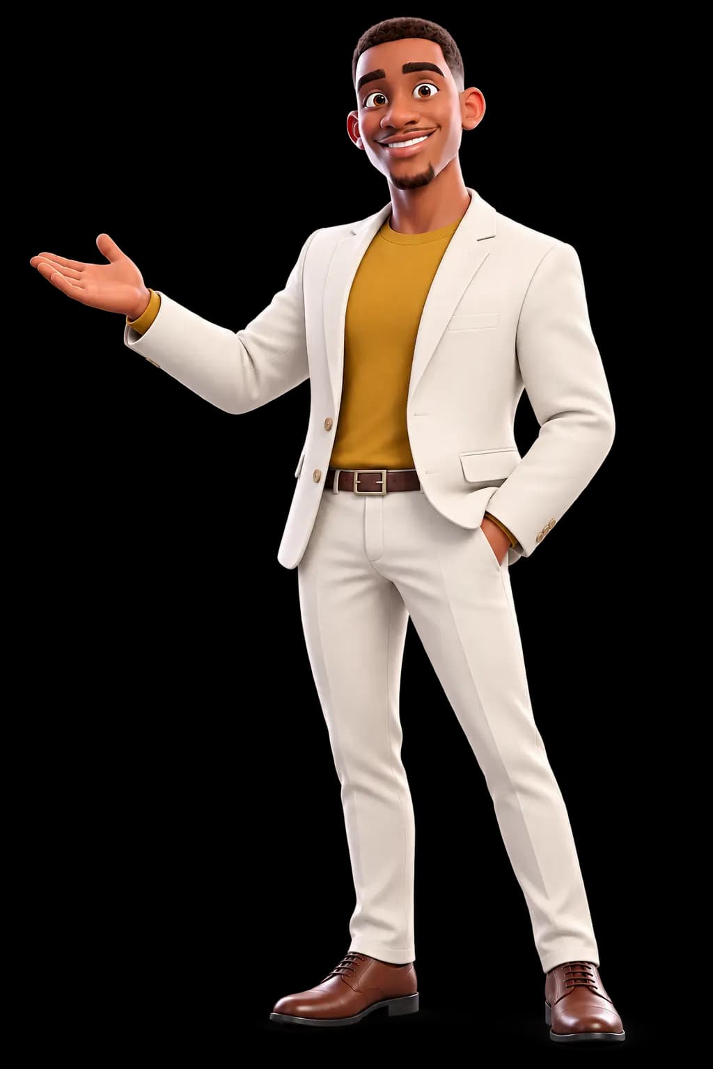 The MigStore character presenting with an open hand