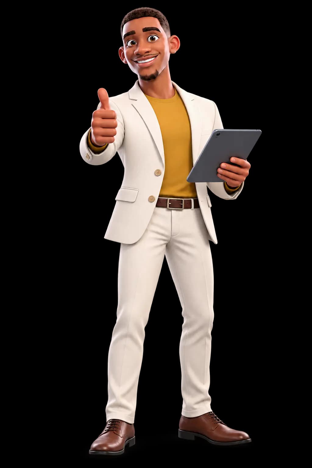 The MigStore character giving a thumbs-up, tablet in hand